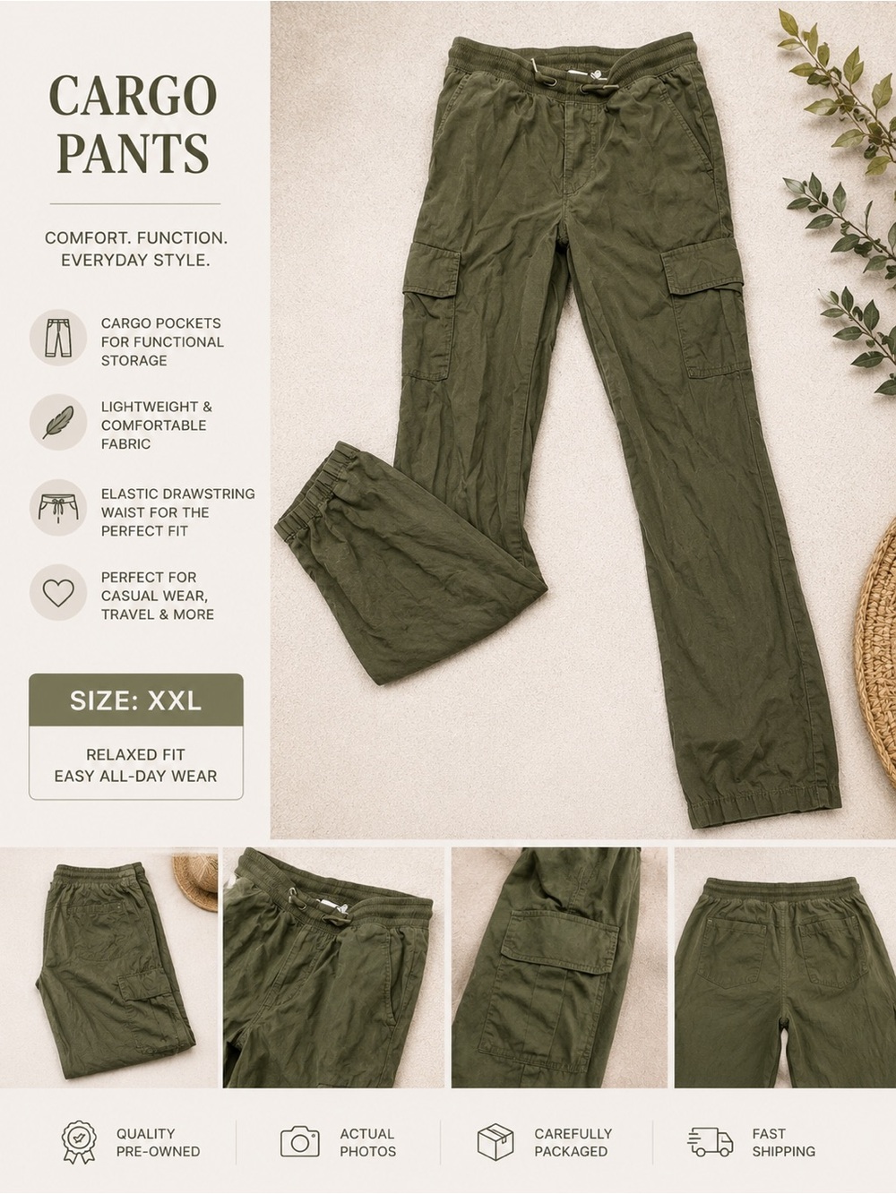 GAP Olive Green Cargo Jogger Pants